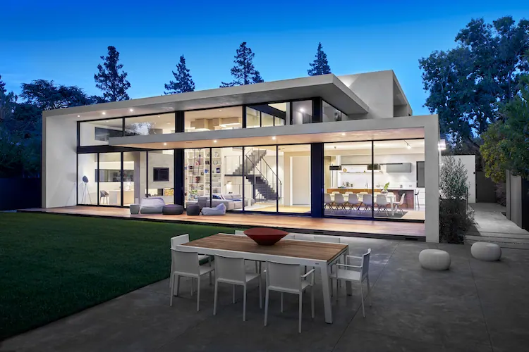 Modern home with large windows suited to one way mirror film