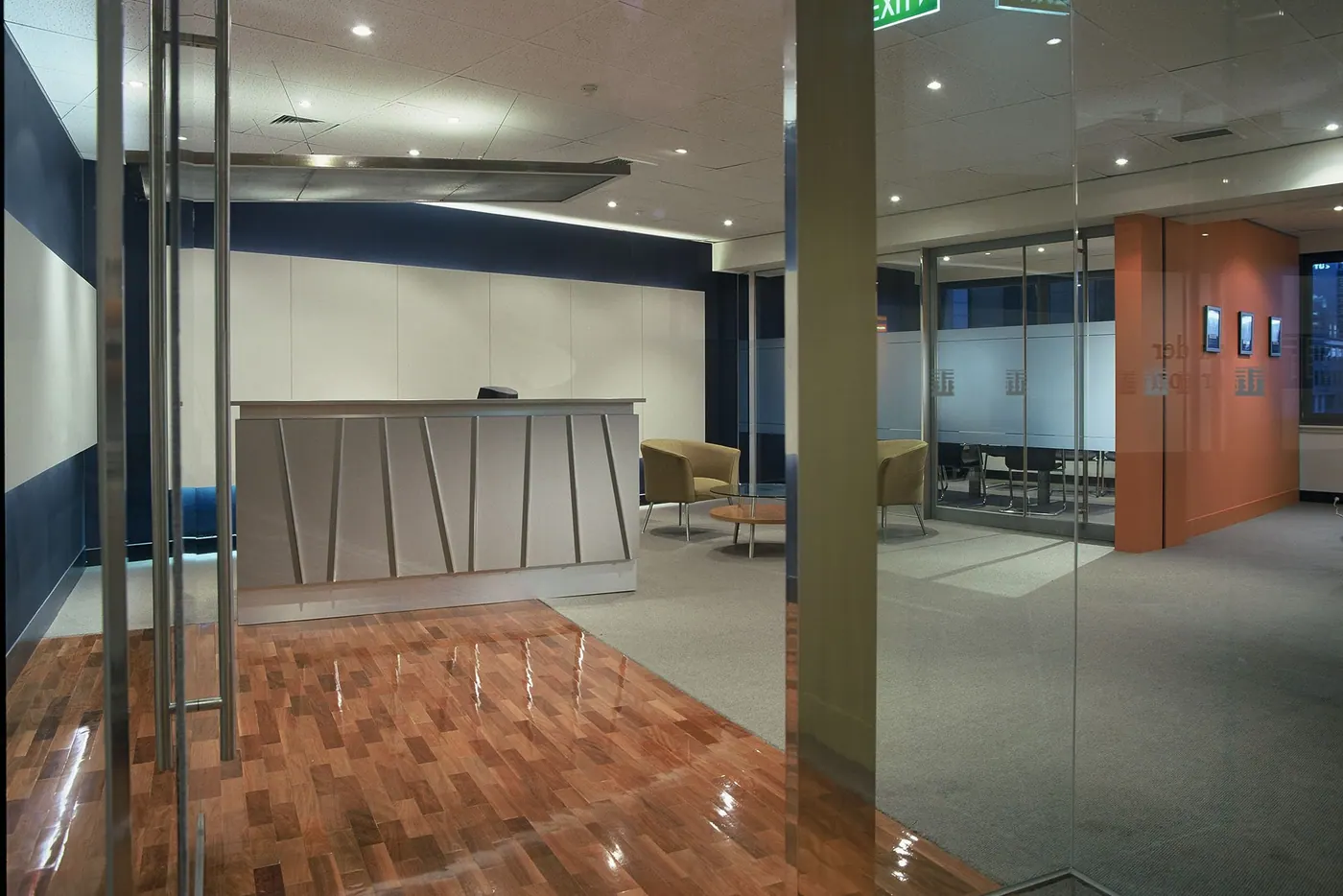 Office with large street-facing windows