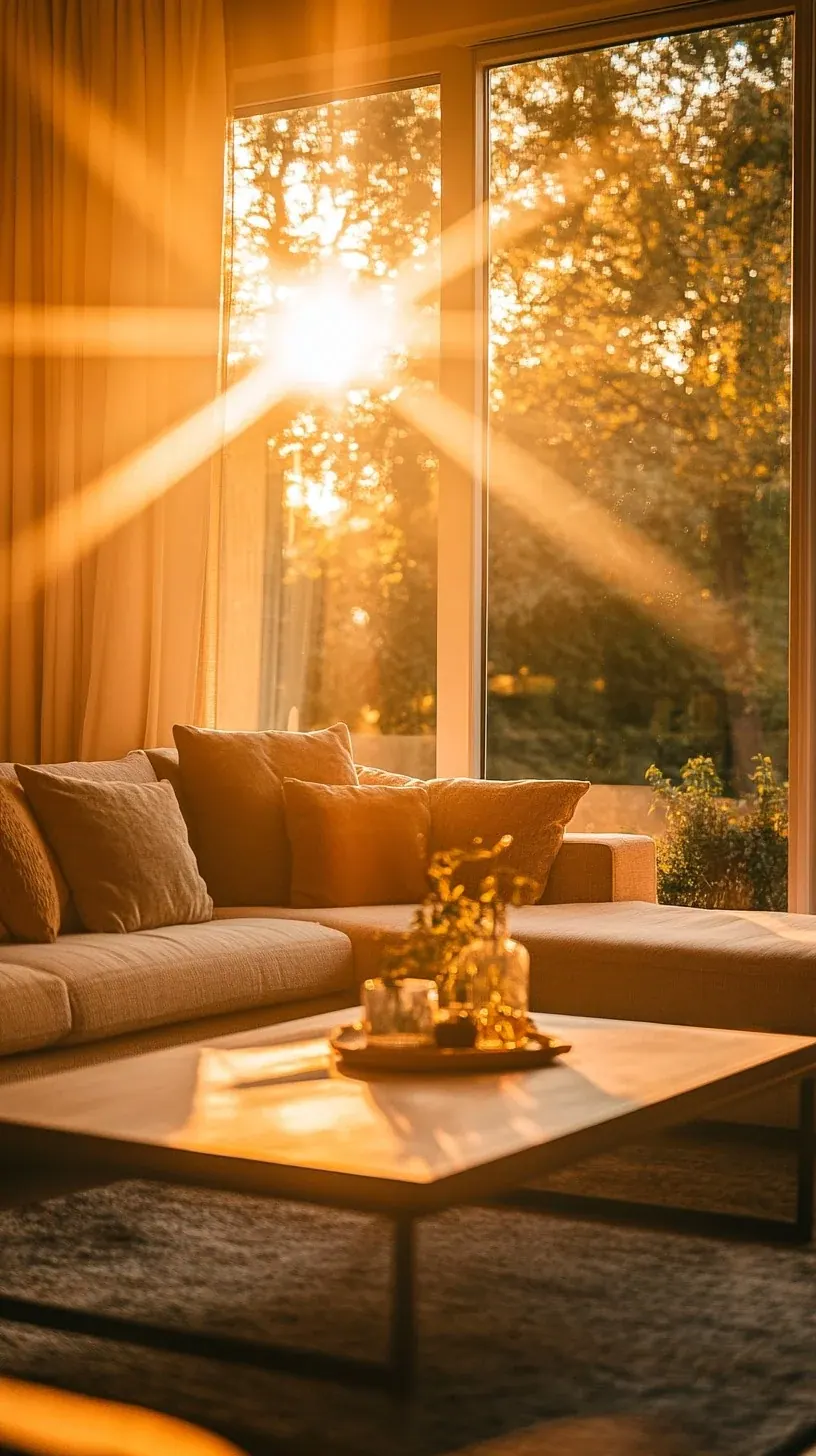 Living room with large windows letting heat in and out